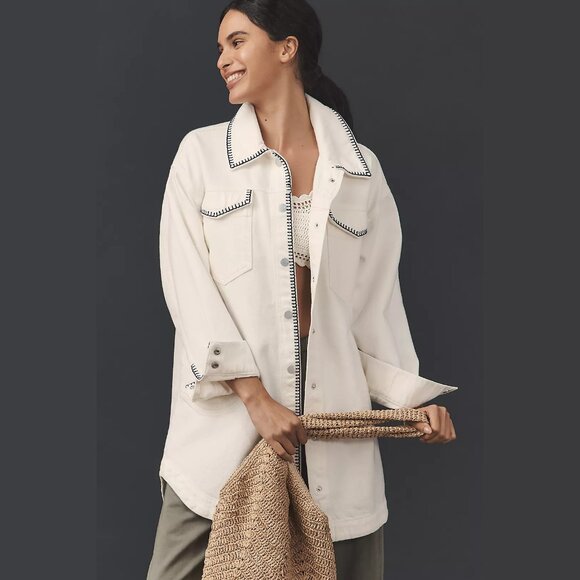 NEW Pilcro - Sizes S, L The Tillie Relaxed Denim Shacket: Whipstitch Edition - Picture 2 of 5